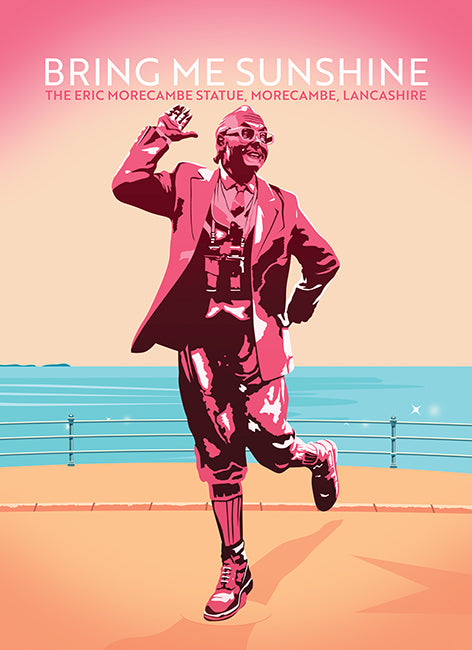 Bring me Sunshine (The Eric Morecambe statue), Morecambe, Lancashire Tea Towel