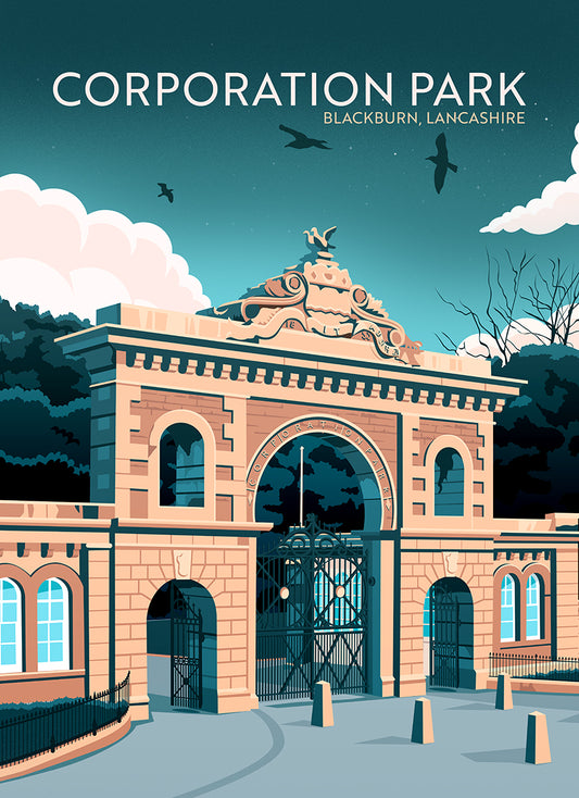 Corporation Park, Blackburn – Illustrated Tea Towel