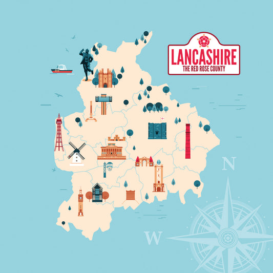 Lancashire map, Wooden Backed Coaster
