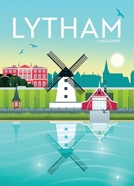 Lytham Montage, Lancashire, Tea Towel