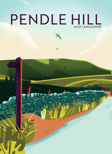 Pendle Hill, Lancashire, Tea Towel