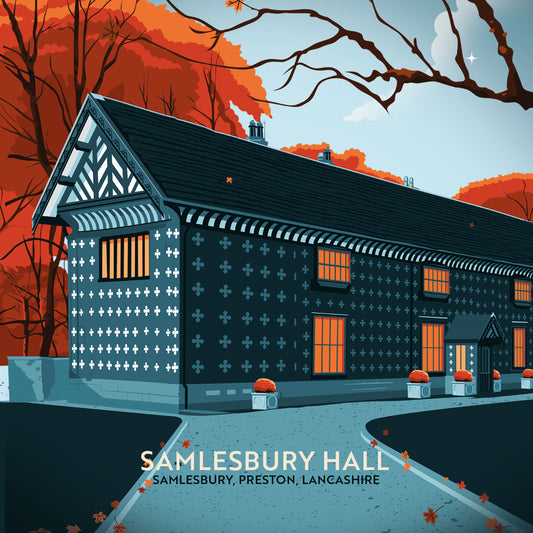 Samlesbury, Preston, Lancashire, Wooden Backed Coaster