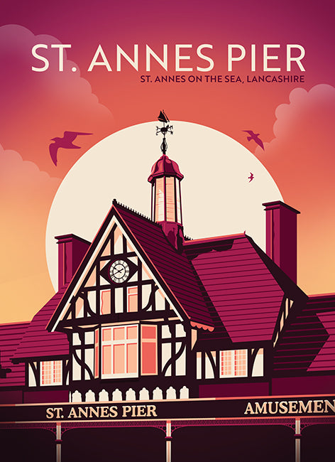 St. Annes Pier, St. Annes Lancashire, Tea Towel