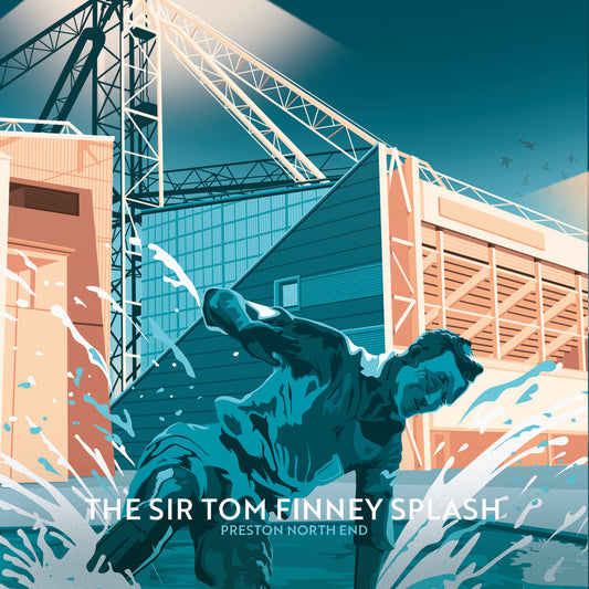 The Sir Tom Finney Splash, Deepdale, Preston North End, Preston, Lancashire, Wooden Backed Coaster