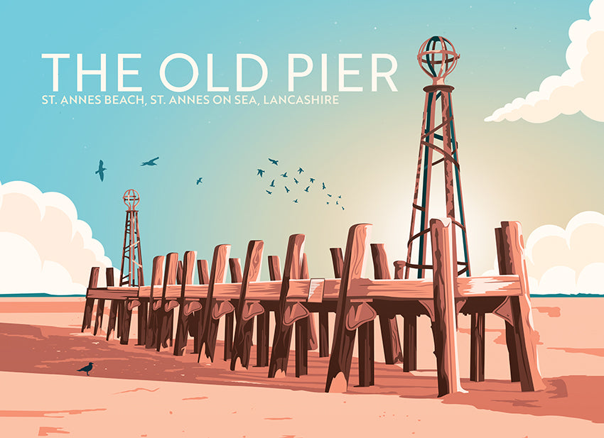 The Old Pier, St Annes – Illustrated Tea Towel