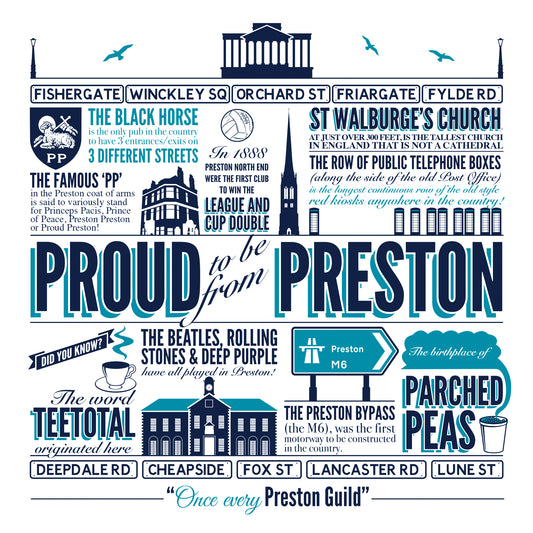 Proud to be from Preston, Preston, Lancashire, Wooden Backed Coaster