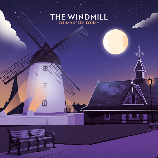Lytham Windmill (eve), Lancashire Greetings card