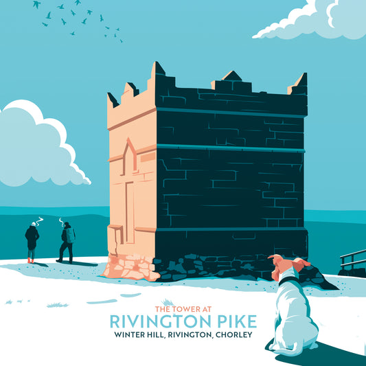 The Tower at Rivington Pike, Rivington Lancashire Greetings card