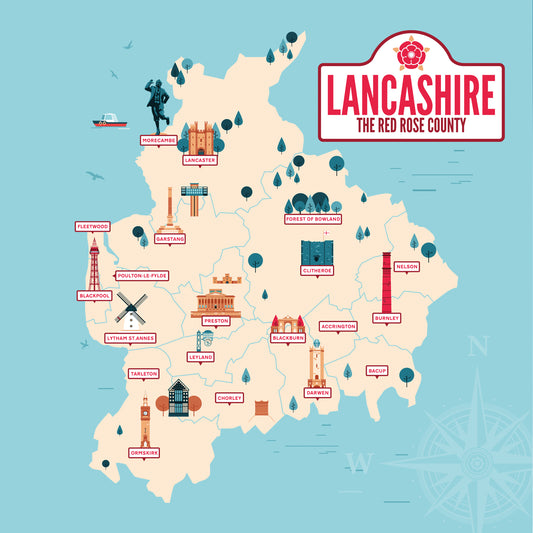 Lancashire Map, Lancashire, Greetings card