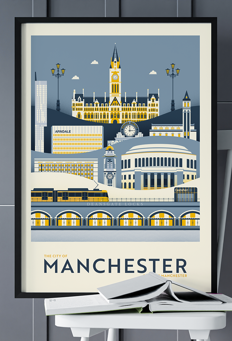 The City of Manchester Landmark Art Print