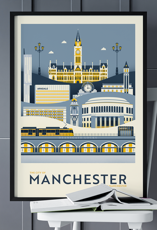 The City of Manchester Landmark Art Print