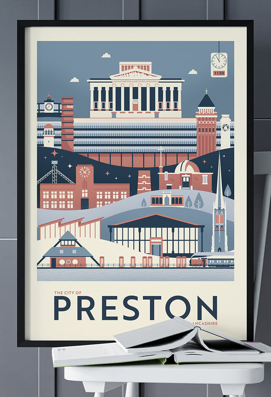The City of Preston Landmark Art Print