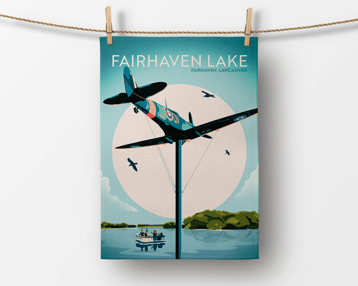 Fairhaven Lake, Fairhaven, Lancashire, Tea Towel
