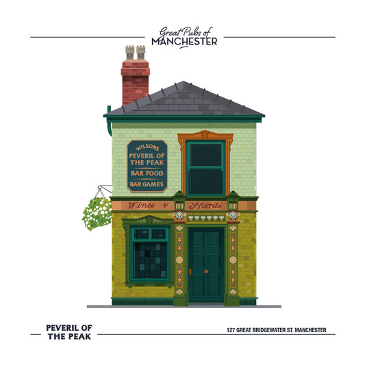 Peveril of the Peak, Manchester, Wooden Backed Coaster