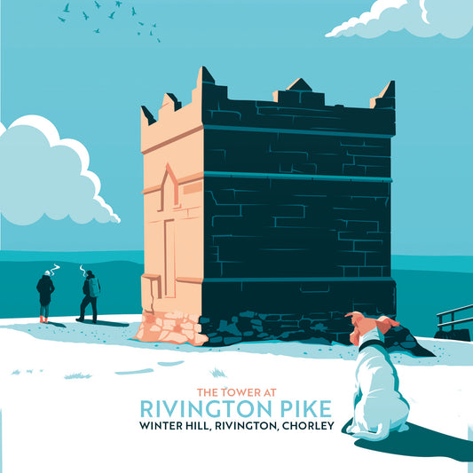 The Tower at Rivington Pike, Rivington, Lancashire, Wooden Backed Coaster