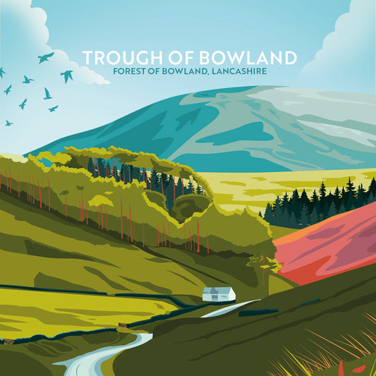 Trough of Bowland, Forest of Bowland, Lancashire, Wooden Backed Coaster