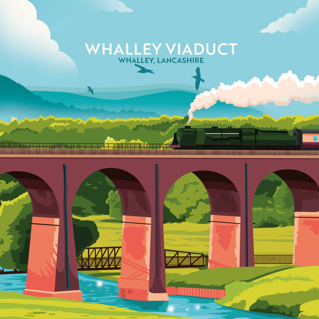 Whalley Viaduct, Whalley, Lancashire, Wooden Backed Coaster