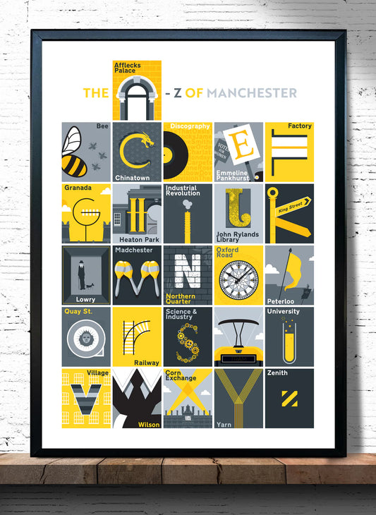 The A-Z of Manchester Art Print