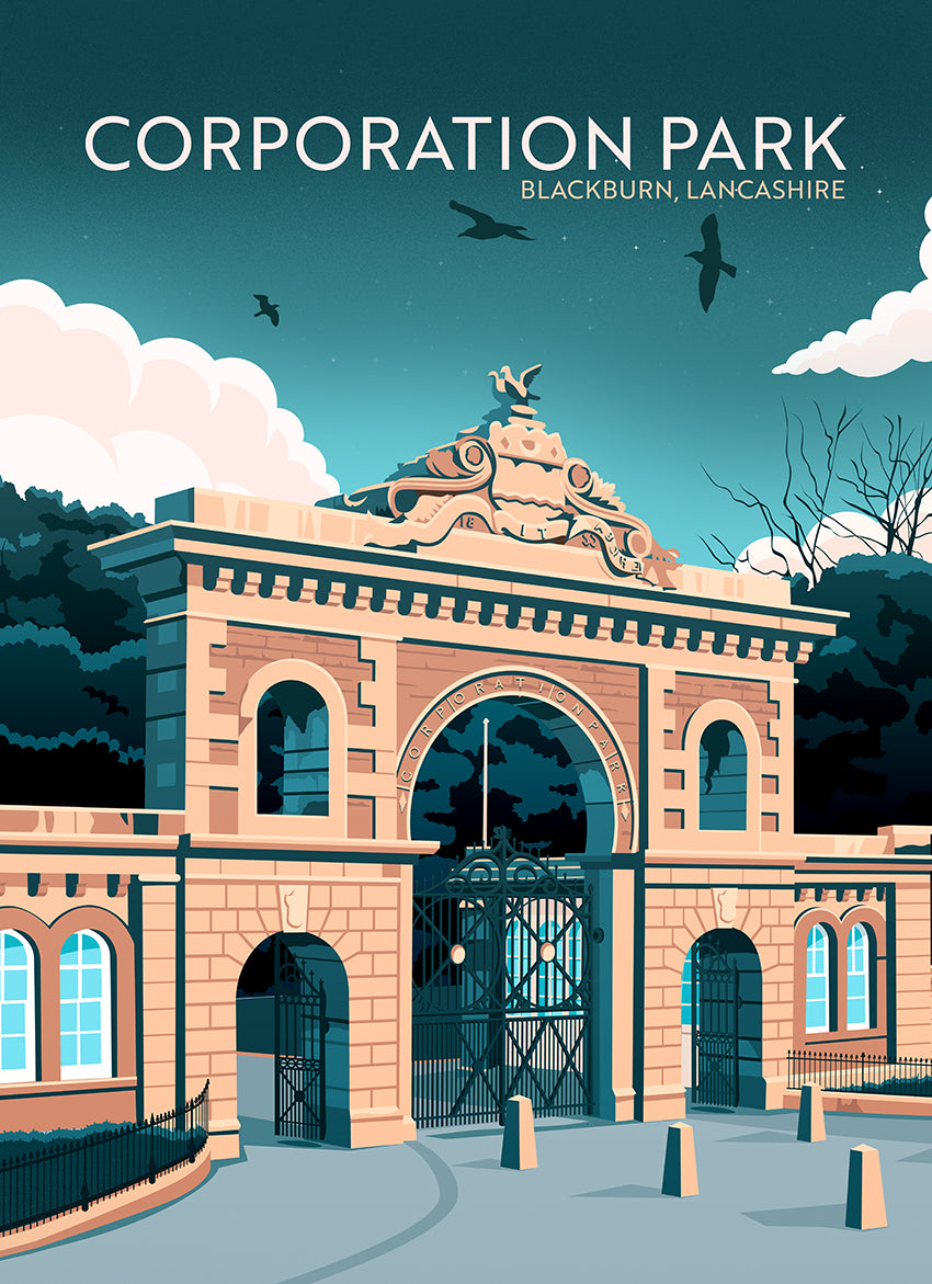 Corporation Park, Blackburn – Illustrated Tea Towel