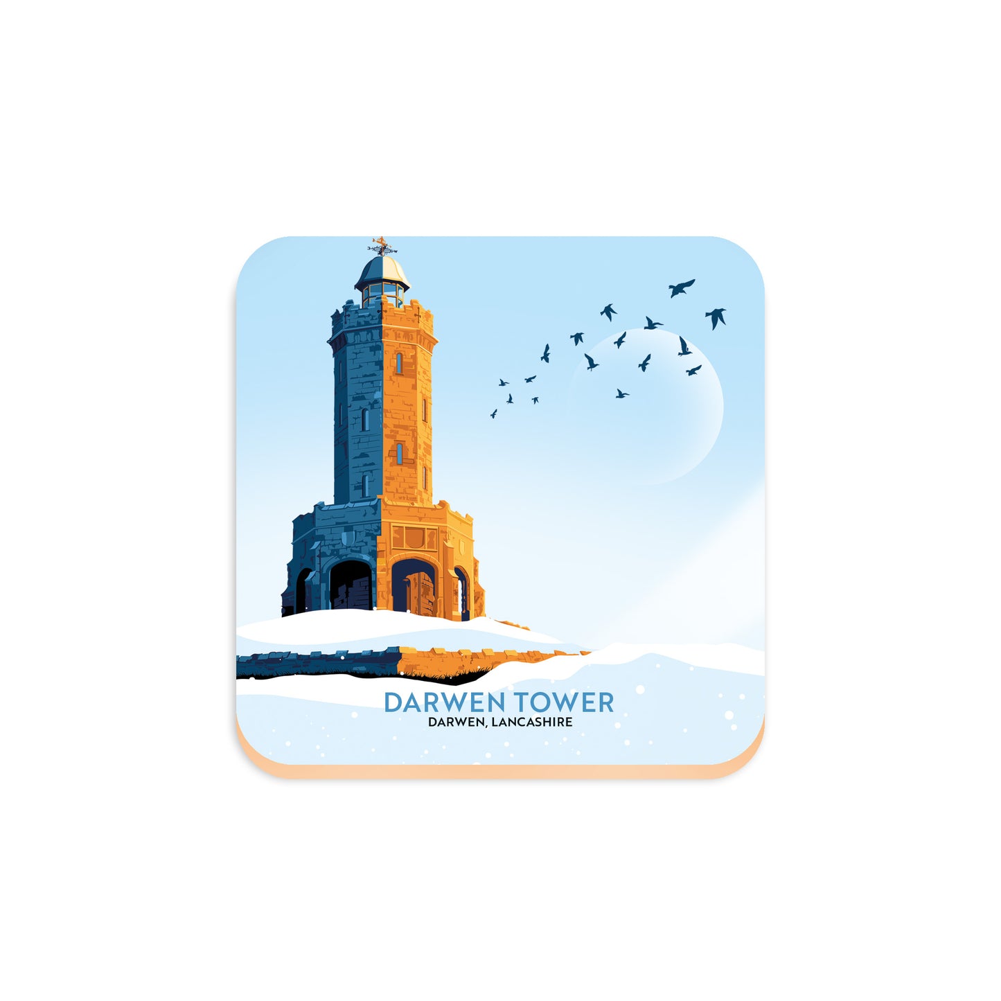 Darwen Tower, Darwen, Lancashire, Wooden Backed Coaster