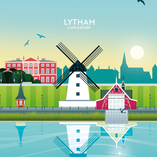 Lytham Montage, Lancashire, Wooden Backed Coaster