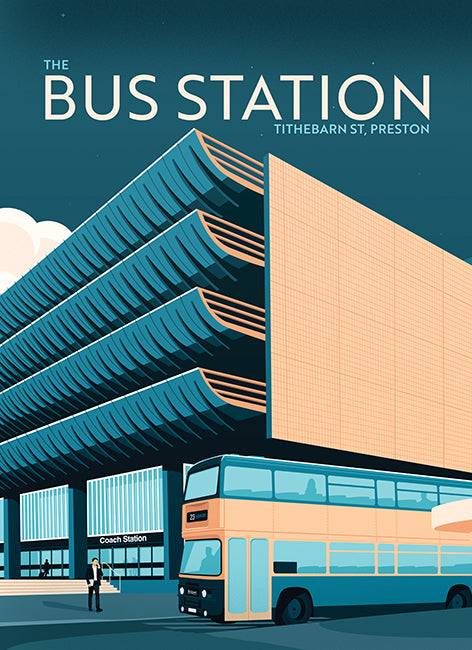 Preston Bus Station, Preston, Lancashire Tea Towel