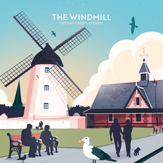 Lytham Windmill (day), Lancashire Greetings card