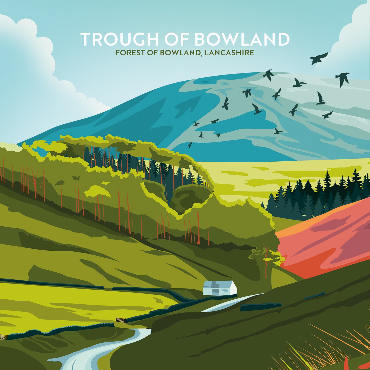Trough of Bowland, Forest of Bowland, Lancashire, Greetings card