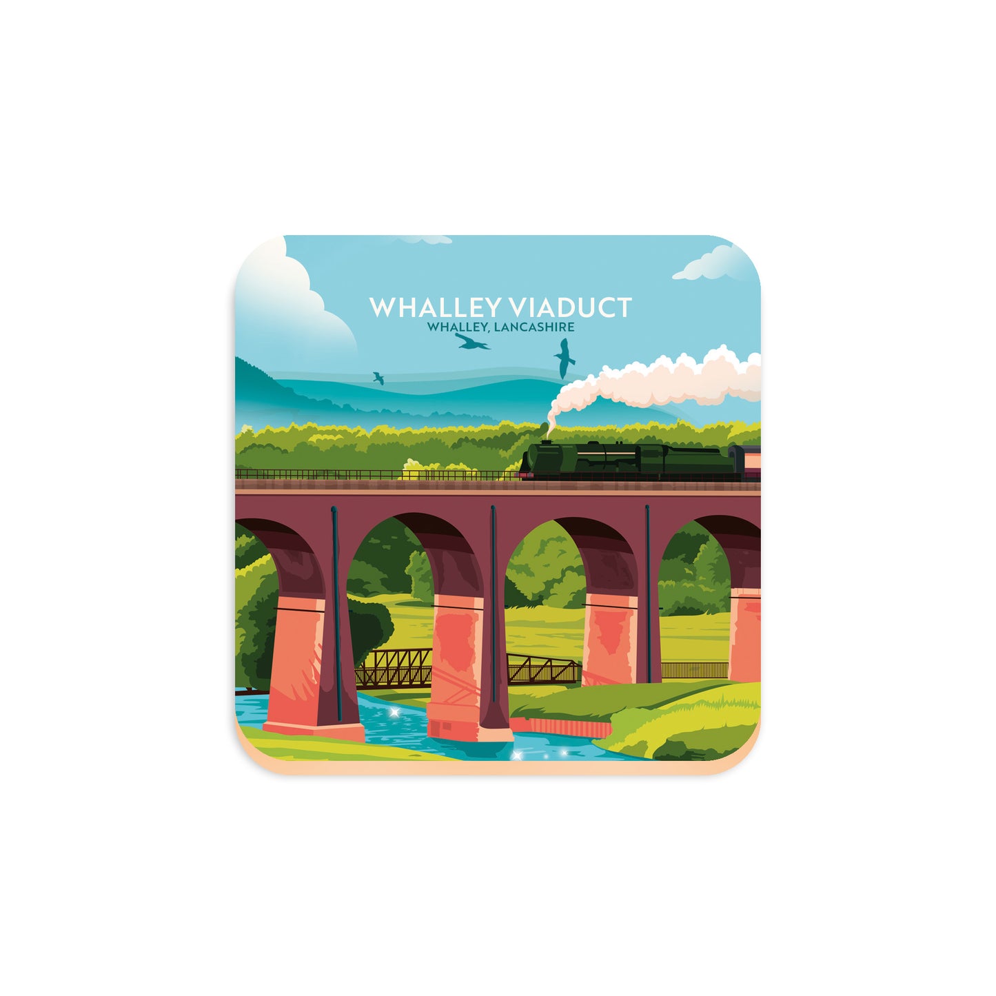 Whalley Viaduct, Whalley, Lancashire, Wooden Backed Coaster