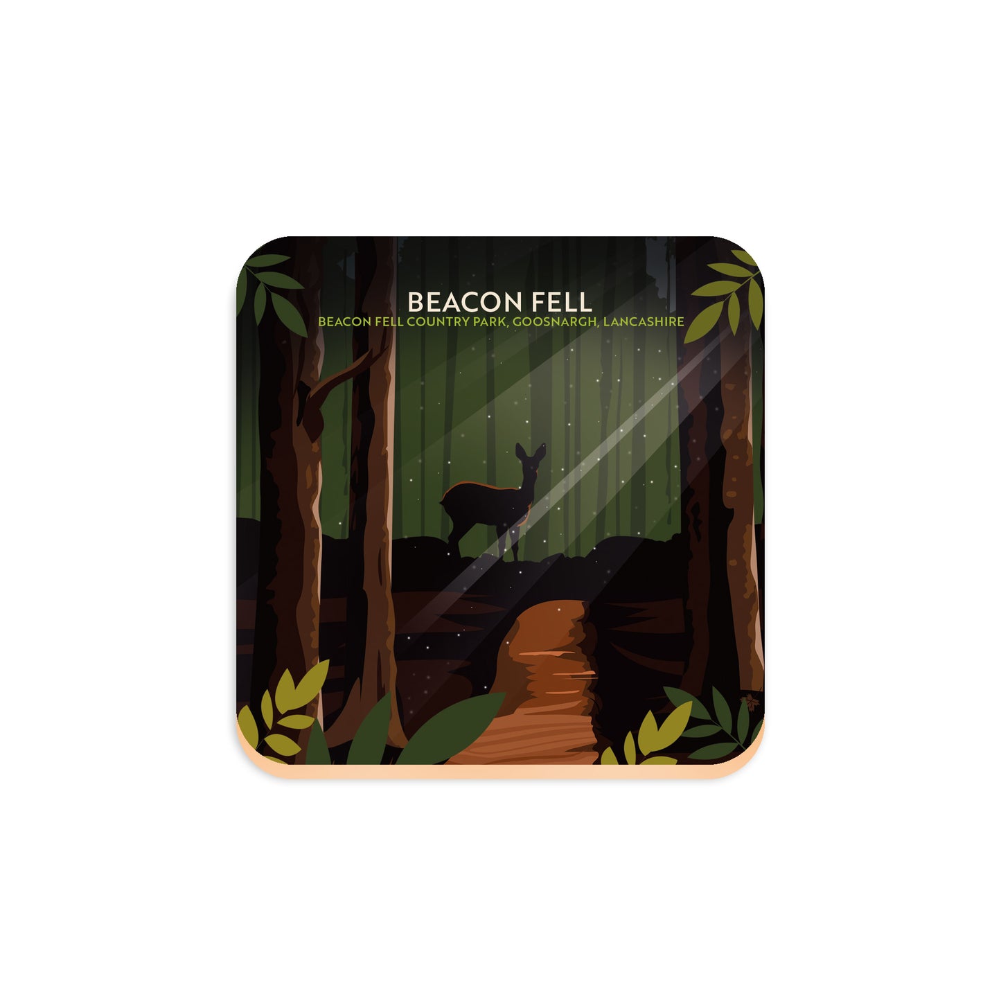 Beacon Fell, Lancashire, Wooden Backed Coaster