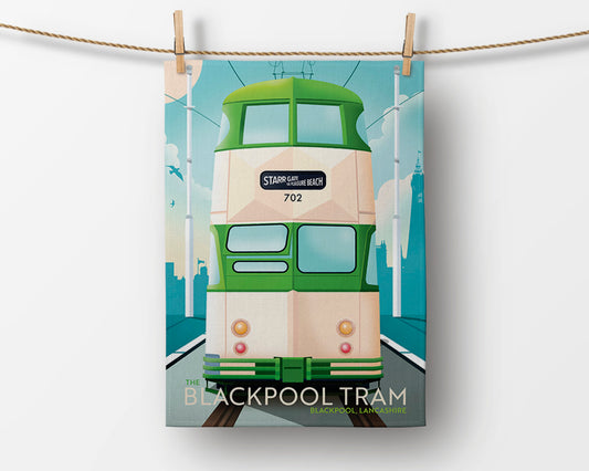 Blackpool Tram, The Golden Mile, Blackpool, Lancashire, Tea Towel