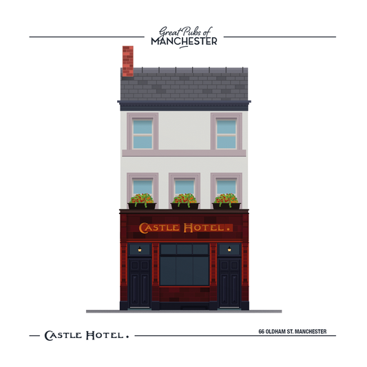 The Castle Hotel, Manchester, Wooden Backed Coaster