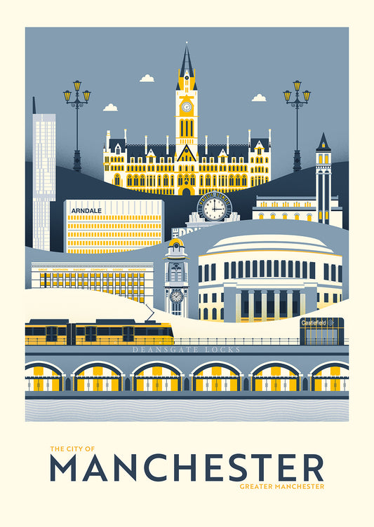 The City of Manchester Landmark Art Print