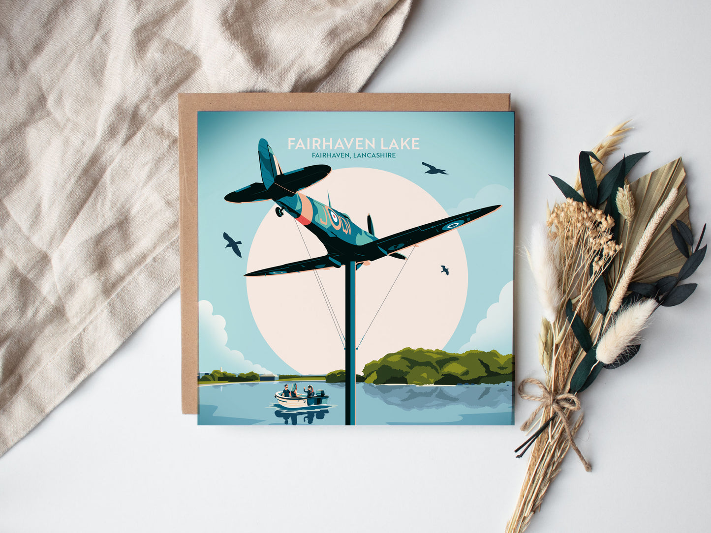 Fairhaven lake, Fairhaven, Lancashire, Greetings card