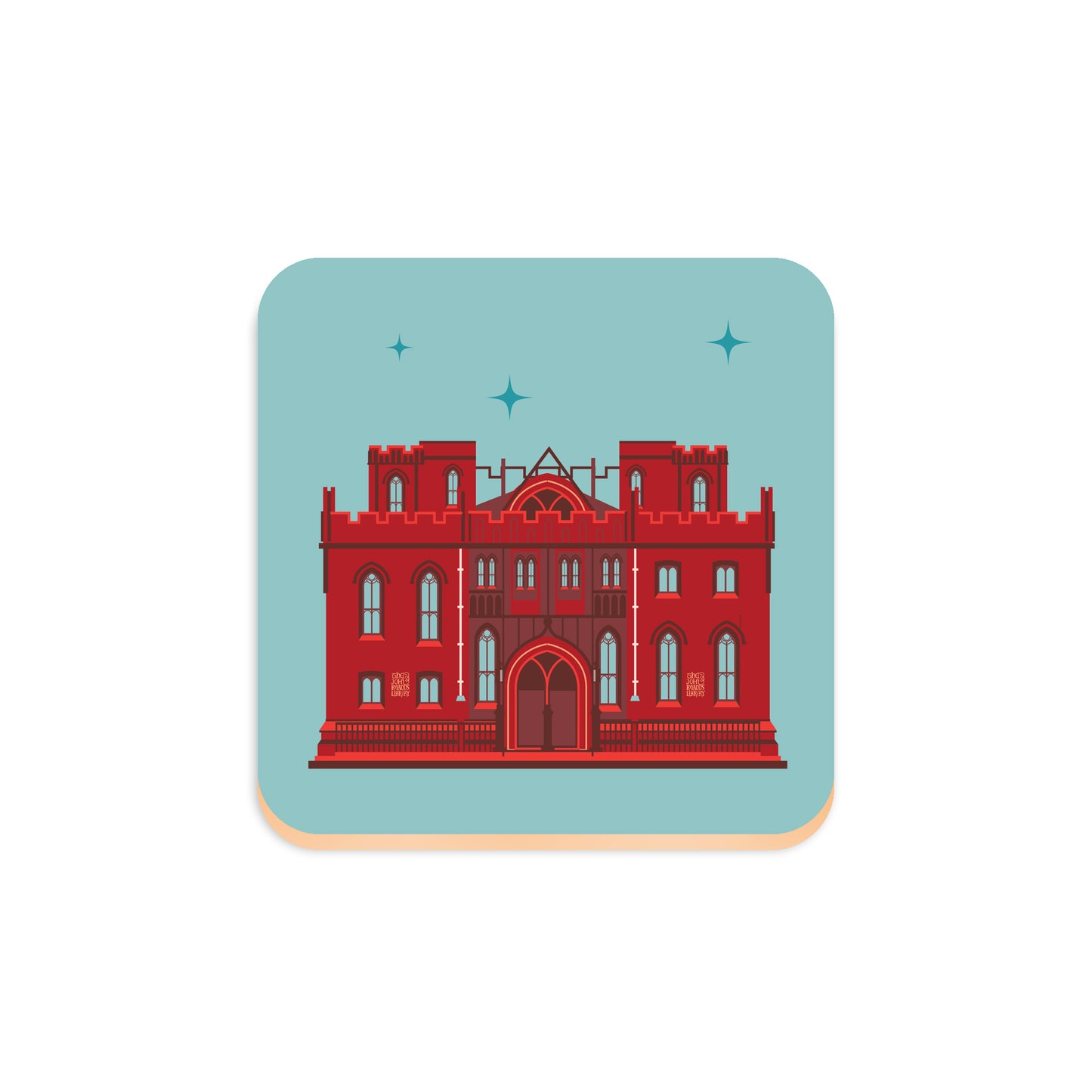 Iconic John Rylands Library, Manchester, Wooden Backed Coaster