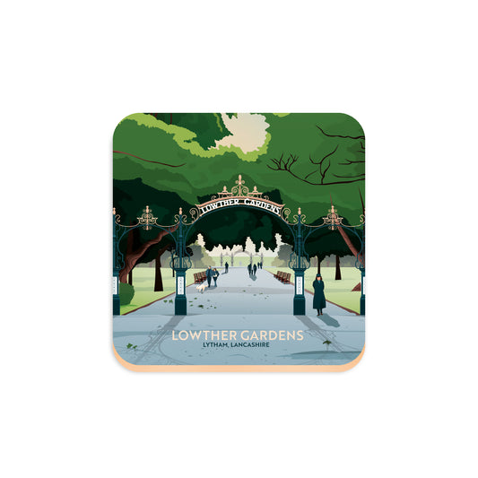 Lowther Gardens, Lytham, Lancashire, Wooden Backed Coaster