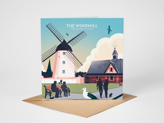 Lytham Windmill (day), Lancashire Greetings card
