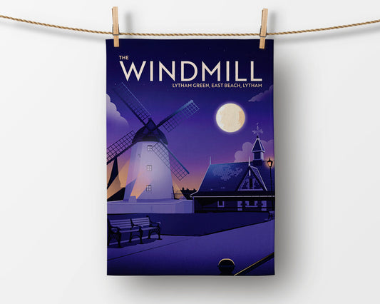 Lytham Windmill (eve), Lytham, Lancashire, Tea Towel