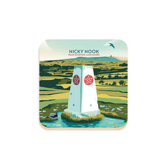 Nicky Nook, Lancashire, Wooden Backed Coaster