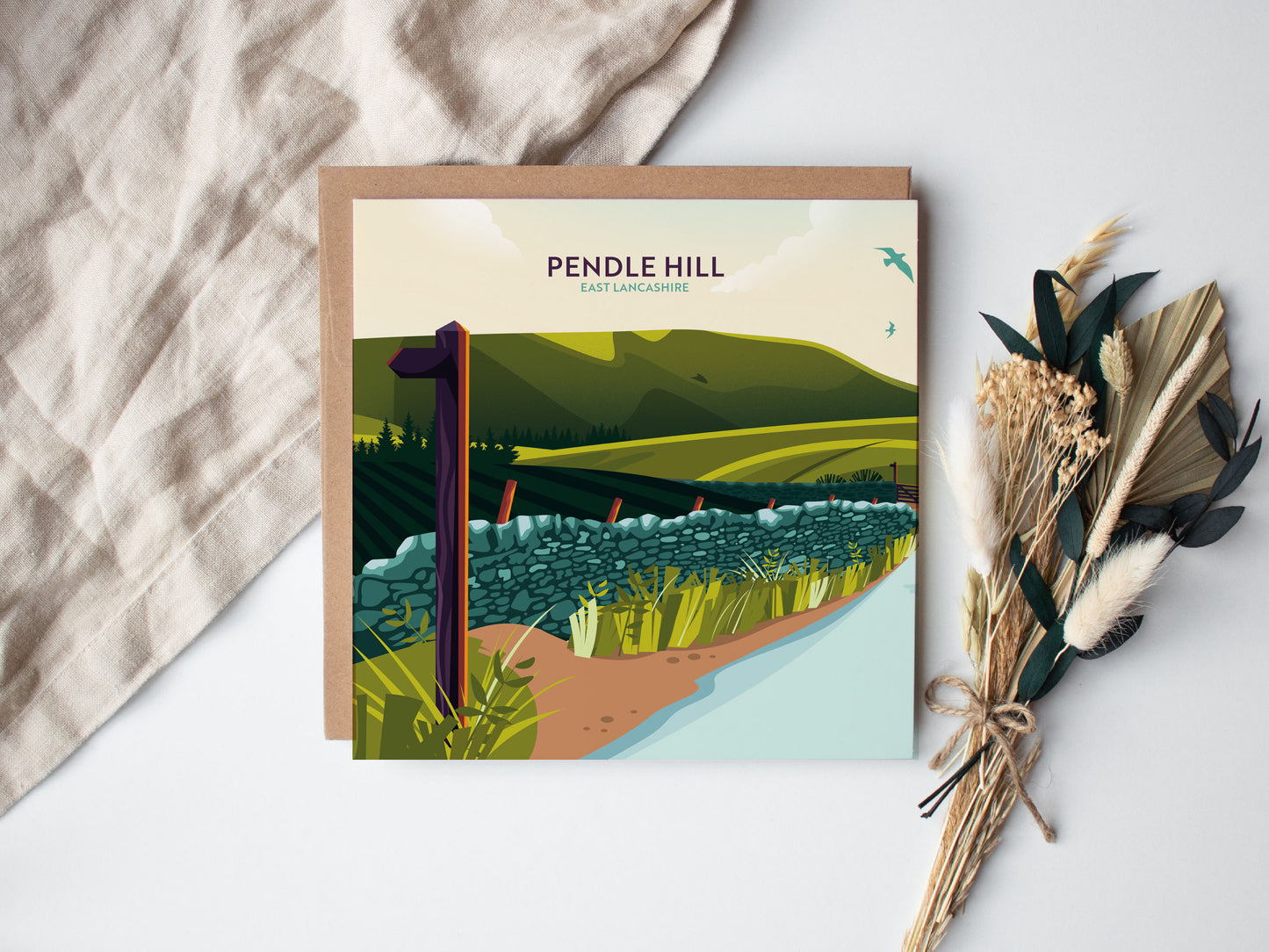 Pendle Hill, Pendle, Lancashire, Greetings card
