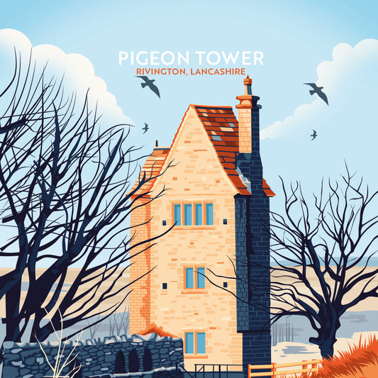 Pigeon Tower, Rivington, Lancashire, Wooden Backed Coaster