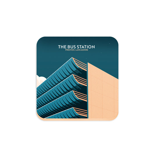 Preston Bus Station, Preston, Lancashire, Wooden Backed Coaster