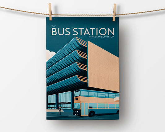 Preston Bus Station, Preston, Lancashire Tea Towel