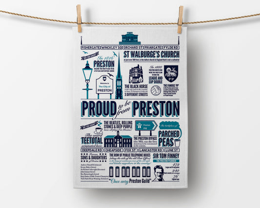 Proud to be from Preston, Lancashire, Tea Towel