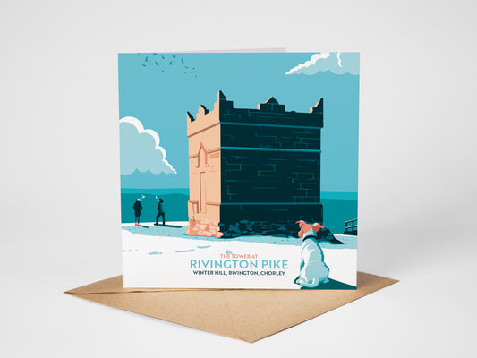 The Tower at Rivington Pike, Rivington Lancashire Greetings card