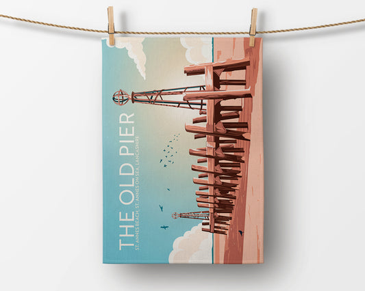 The Old Pier, St Annes – Illustrated Tea Towel