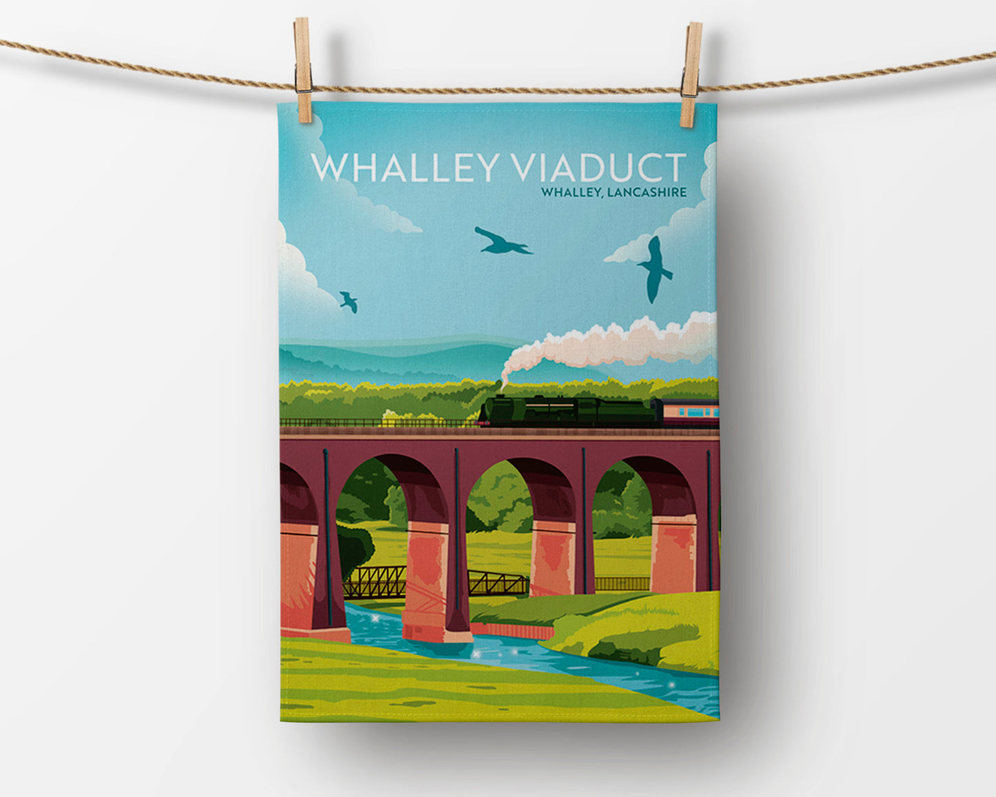 Whalley Viaduct, Whalley, Lancashire, Tea Towel