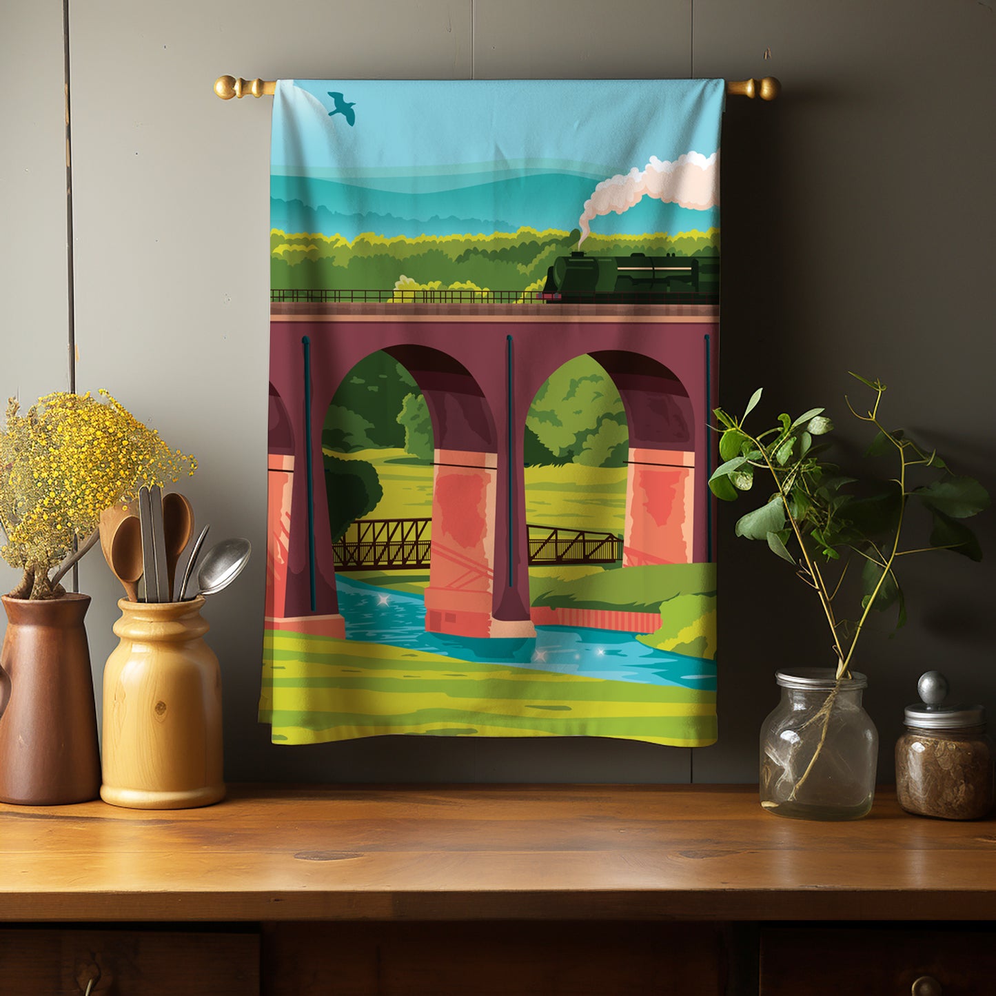 Whalley Viaduct, Whalley, Lancashire, Tea Towel