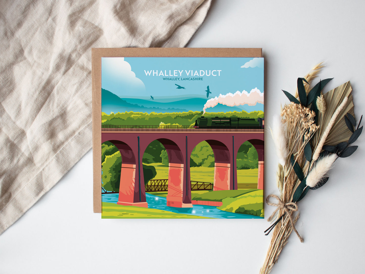Whalley Viaduct, Lancashire, Greetings card